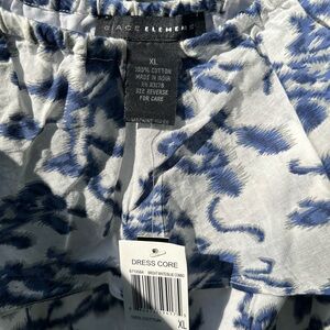 Grace Elements White and Blue Abstract Cotton Dress